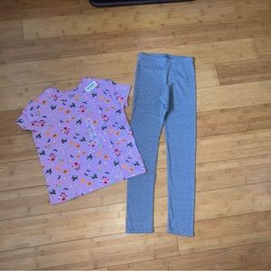 NWT Girls Size XL 14-16 Halloween Outfit - Print Tee Top & Leggings Set